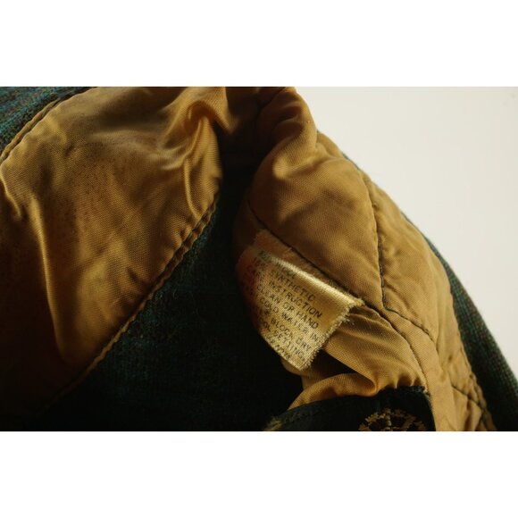 Vintage 1980s Shadow Plaid Wool Board Shirt Mens Medium Blue Green Woven Brushed - Picture 5 of 15